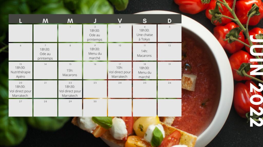Calendrier Juin 2022
