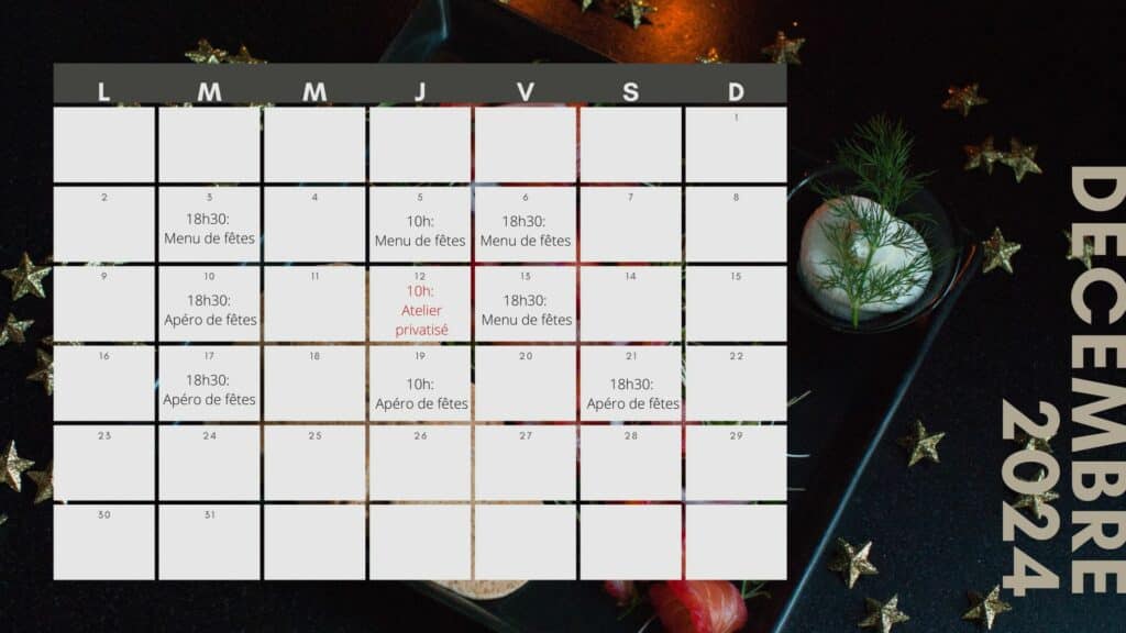 Calendrier décembre 2024