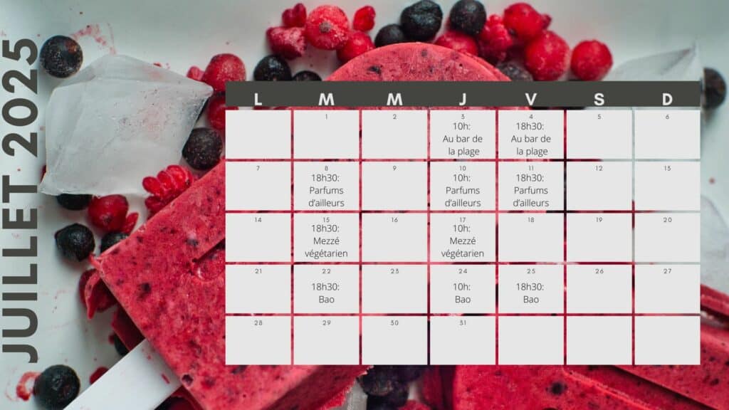 Calendrier juillet 2025