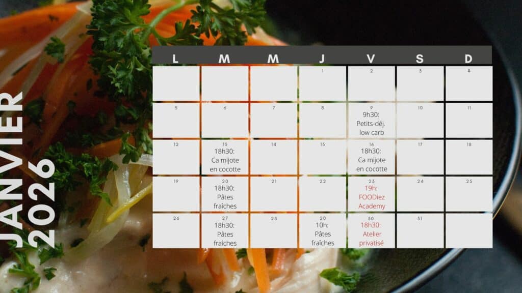 Calendrier janvier 2026