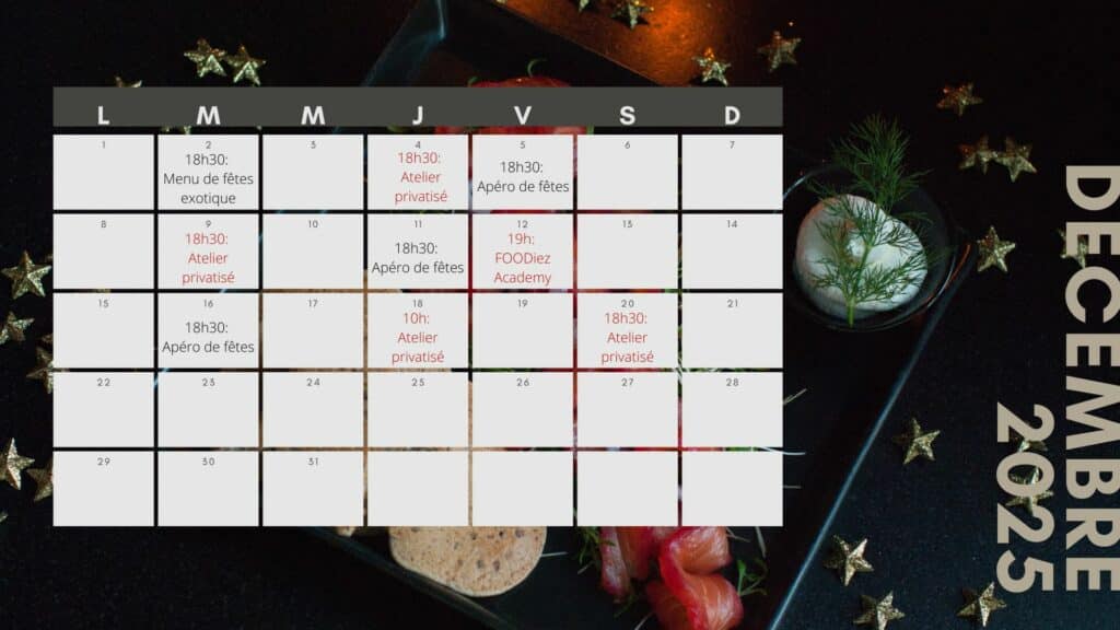 Calendrier décembre 2025