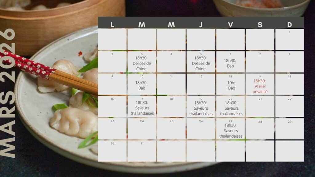 Calendrier mars 2026