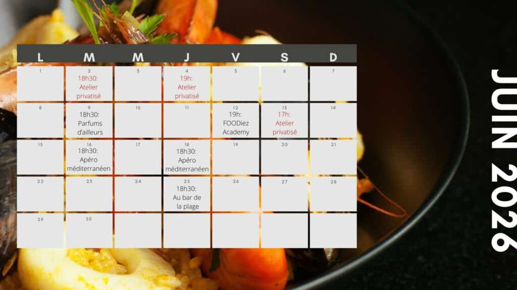 Calendrier juin 2026