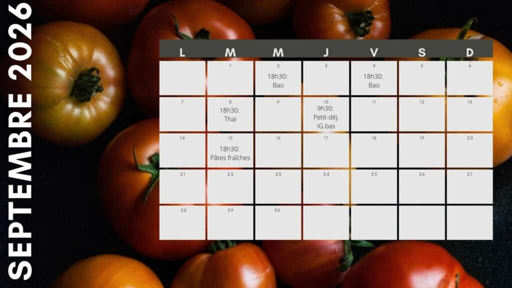 Calendrier septembre 2026