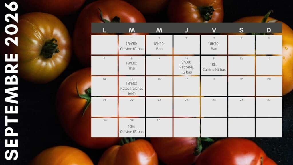 Calendrier septembre 2026