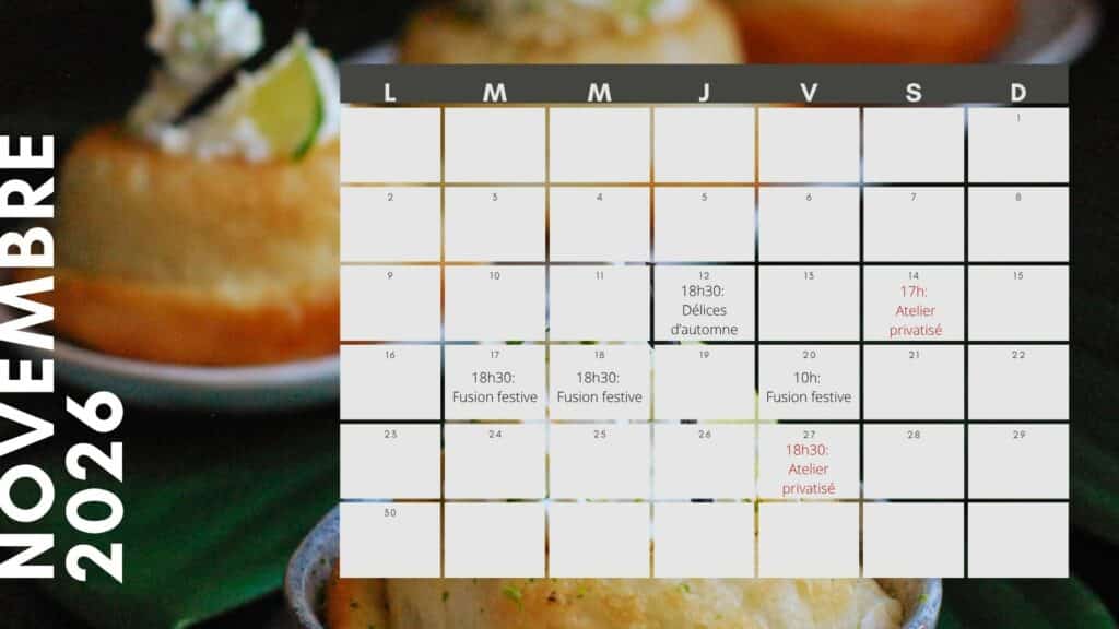Calendrier novembre 2026